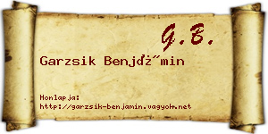 Garzsik Benjámin névjegykártya